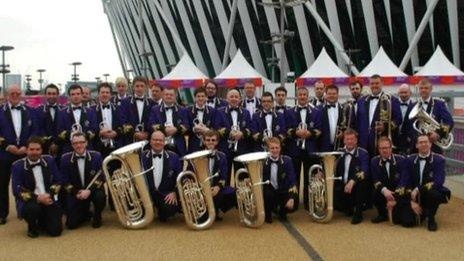 Band outside Olympic stadium