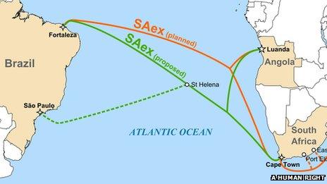 Map of undersea cable