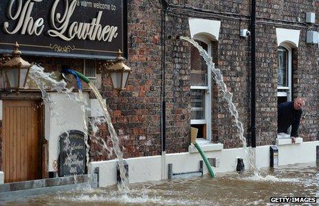 Flooded pub near the River Ouse