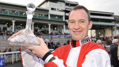 Paul Carberry celebrates at Chepstow