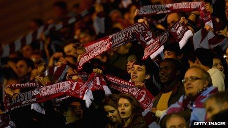 Hastings United fans at Middlesbrough