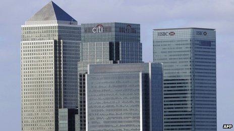 Bank headquarters in Canary Wharf, London