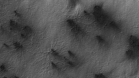 This image shows fans with 'spiders' - channels which have built up around a fan