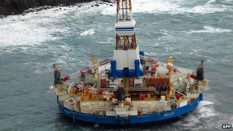 Kulluk oil drilling rig aground on Sitkalidak Island on Sunday