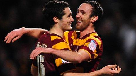 Carl McHugh (left) and Rory McArdle celebrate