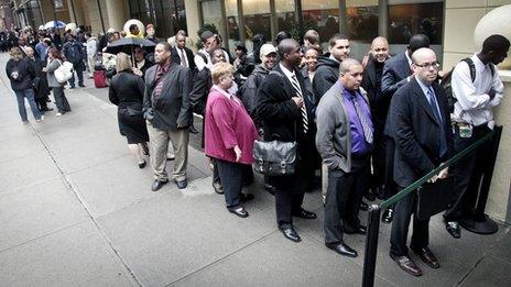 Queuing for a job fair in New York