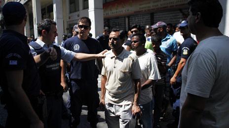 People being detained in Athens, summer 2012