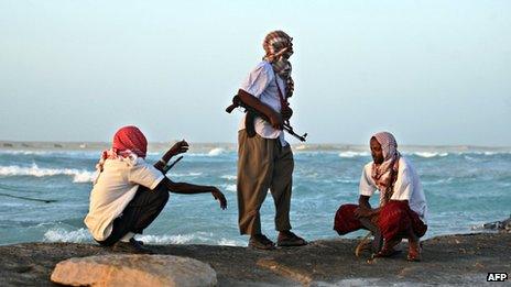 Pirates in Hobyo town, January 2010