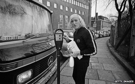 Jimmy Savile with his motor home in 1969