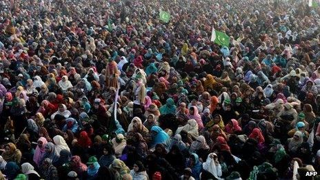 Supporters at the Lahore rally on 23 December