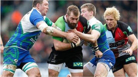 England prop Joe Marler on the charge for Harlequins