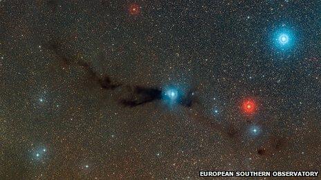 Wide-field view of the Lupus 3 dark cloud and associated hot young stars