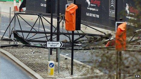 A section of the crane in Nine Elms Lane