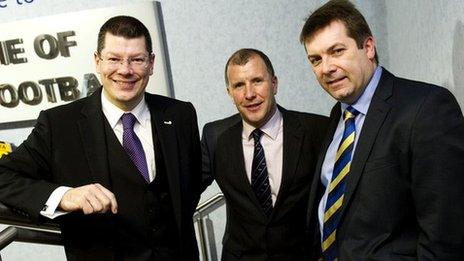 SPL chief executive Neil Doncaster, SFA chief executive Stewart Regan and SFL chief executive David Longmuir