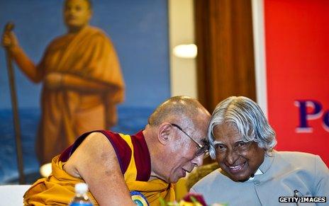 Dalai Lama and the former Indian president APJ Abdul Kalam