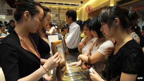 Customers in a shop in China