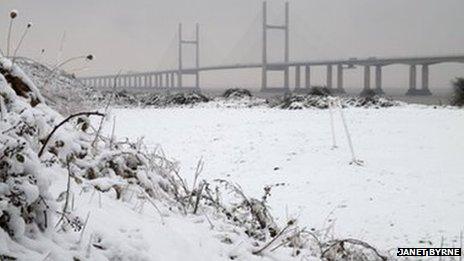 Sudbrook, by Caldicot, Monmouthshire, overlooking the Second Severn Crossing.