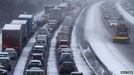 Snow plough on the M40 near Warwick