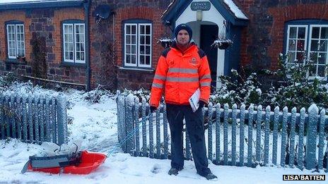 Postman, Andrew Orchard, in Bolham near Tiverton