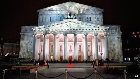 File picture of the Bolshoi Theatre illuminated for a gala opening in Moscow, October 2011