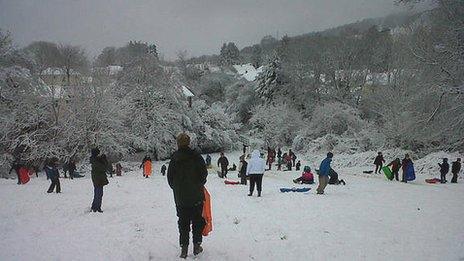 Sledgers on Twmpath, Rhiwbina, Cardiff