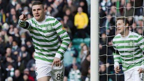 Gary Hooper scored twice against Hearts