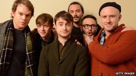 Daniel Radcliffe (c) and his castmates from Kill Your Darlings