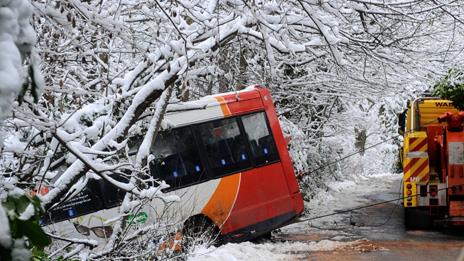 Bus crash in Abercarn on Monday