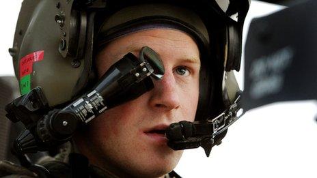 Prince Harry in helicopter in Afghanistan