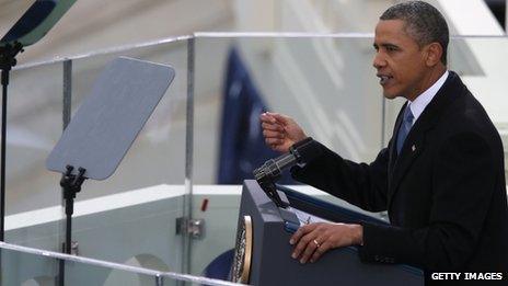 President Barack Obama delivers his second inauguration speech