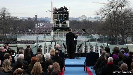 President Barack Obama delivers his second inauguration speech