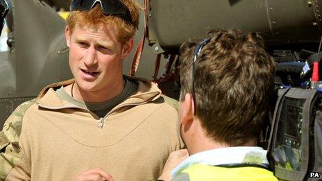 Prince Harry being interviewed in Afghanistan