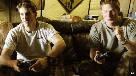 Prince Harry, right, in Afghanistan