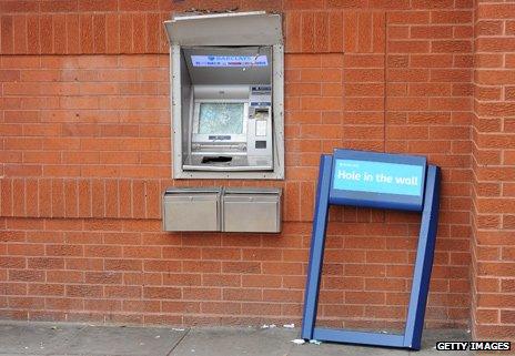 Vandalised cash machine