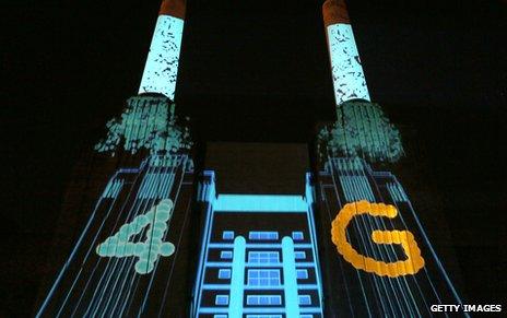 Battersea Power Station lit up for 4G launch