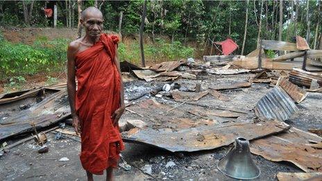 Photos of damaged Buddhist temples