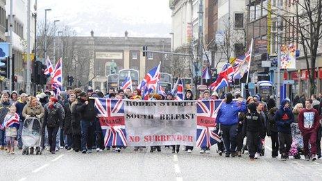 Flag protest in Belfast city centre