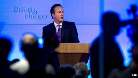 David Cameron speaking in London. 23 Jan 2013