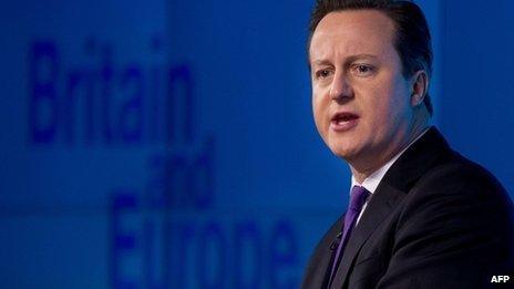 David Cameron delivers a speech on "the future of the European Union and Britain"s role within it".