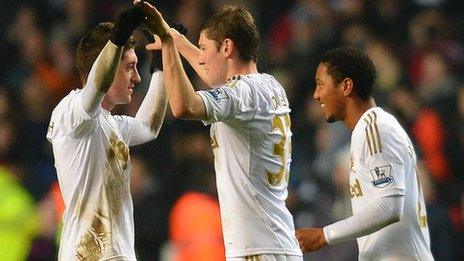 Swansea celebrate at full-time