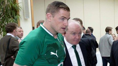 Declan Kidney and Ireland captain Jamie Heaslip at Wednesday's Six Nations launch in London