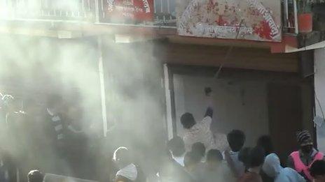 Protesters attack the Maoist party headquarters in Dailekh on 23 January 2013