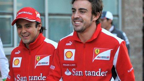 Ferrari F1 drivers Felipe Massa and Fernando Alonso