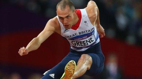 Dai Greene in action in the Olympics