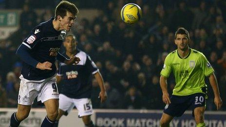 Millwall's John Marquis scores against Aston Villa