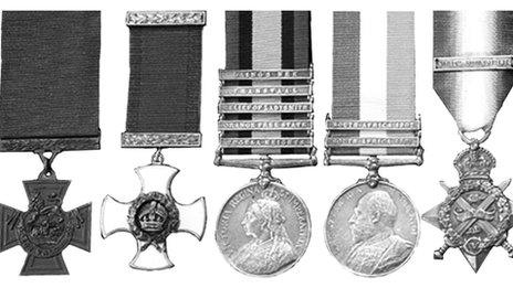 Some of the major's medal collection from two wars