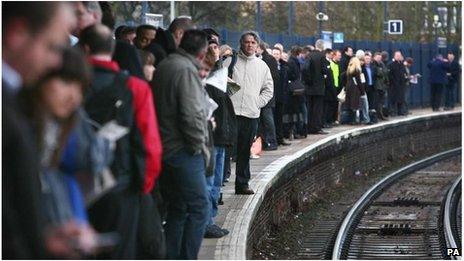 Passengers waiting for a train