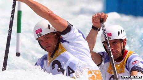 Canoeists Tim Baillie and Etienne Stott compete during London 2012
