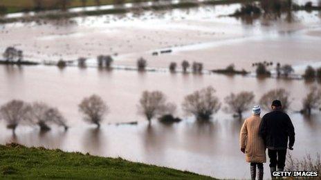 Flooding on the Somerset Levels at Glastonbury