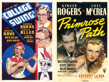 Posters of College Swing and Primrose Path from the Dwight M Cleveland Movie Poster Archive